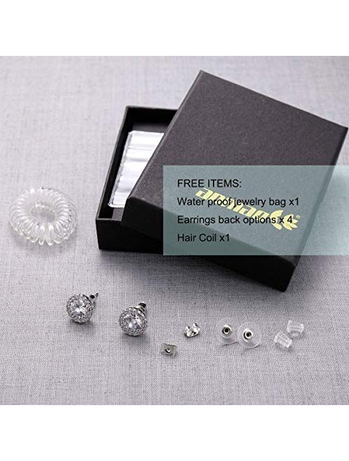 Anmao Stud Earrings Earrings for Girls Fashion Jewelry Cubic Zirconia Halo Earrings for Women Men