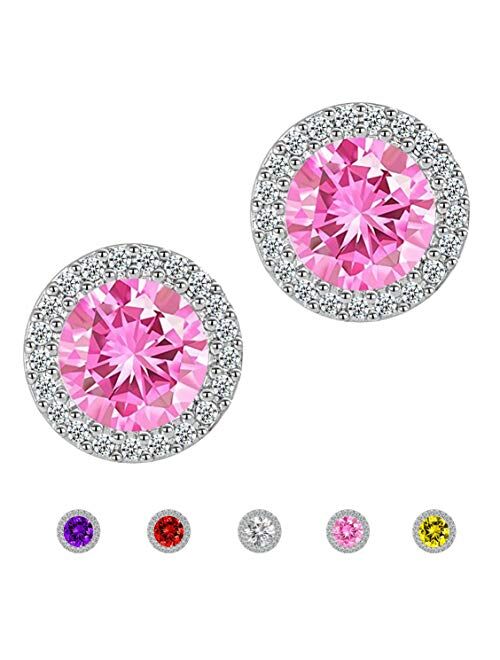 Anmao Stud Earrings Earrings for Girls Fashion Jewelry Cubic Zirconia Halo Earrings for Women Men