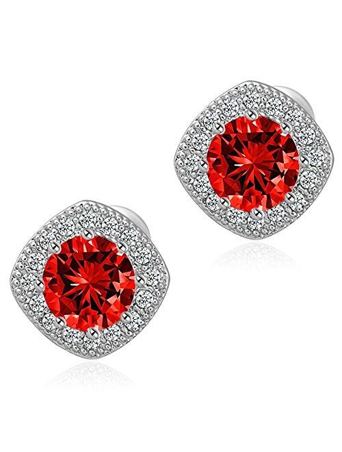 Anmao Stud Earrings Earrings for Girls Fashion Jewelry Cubic Zirconia Halo Earrings for Women Men