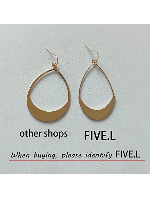 Five.L Lightweight Dangle Earrings Simple Earrings Gold Teardrop Earrings for Women