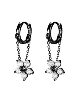 Reffeer 925 Sterling Silver Flower Chain Drop Earrings Hoop for Women Teen Girls Huggie Hoop Dangle Earrings Chain