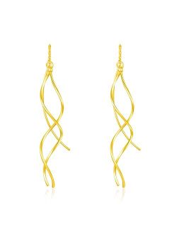 Andtry Threader Gold Earrings For Women Trendy, Handmade Earrings Jewelry, Twisted Linear Curved Drop Dangle Earrings, Hypoallergenic Earrings For Teens Girls Gift (Gold)