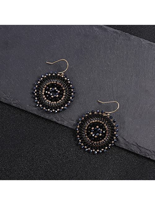 Elegance 11 Designs Colorful Summer Beaded Earrings For Women Crystals Glass Bead Dangle Drop Bohemia Earrings Statement Earrings For Women