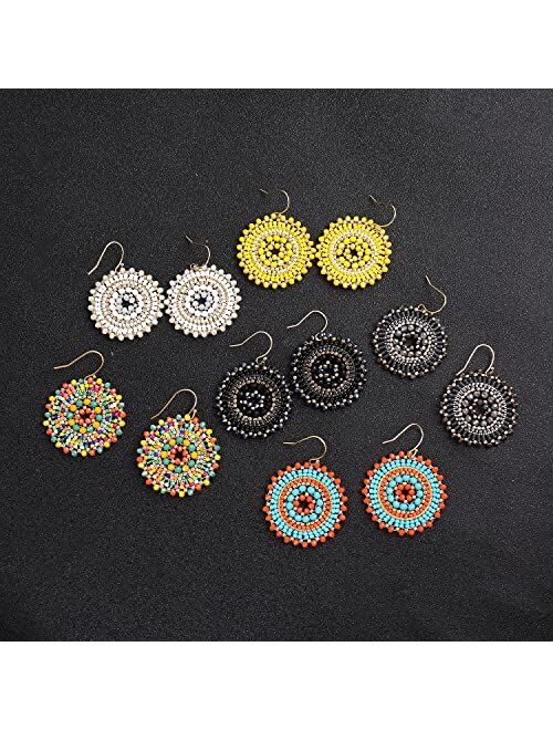 Elegance 11 Designs Colorful Summer Beaded Earrings For Women Crystals Glass Bead Dangle Drop Bohemia Earrings Statement Earrings For Women