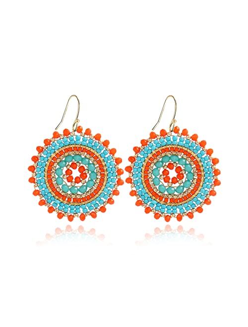 Elegance 11 Designs Colorful Summer Beaded Earrings For Women Crystals Glass Bead Dangle Drop Bohemia Earrings Statement Earrings For Women