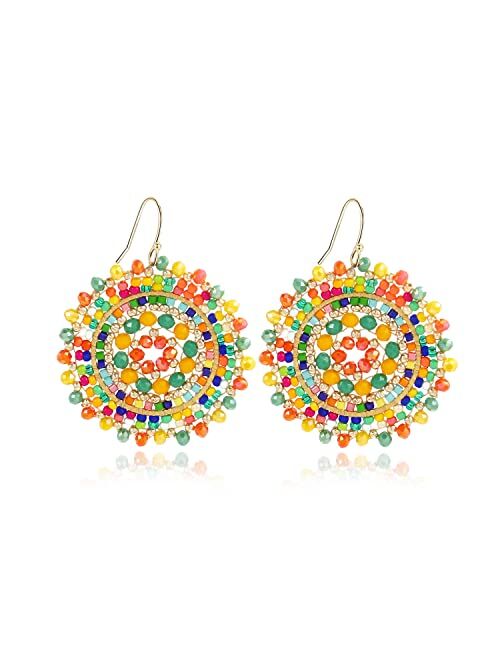 Elegance 11 Designs Colorful Summer Beaded Earrings For Women Crystals Glass Bead Dangle Drop Bohemia Earrings Statement Earrings For Women