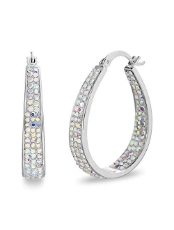 Devin Rose Women's Earrings - Elegant Crystal Sparkle Teardrop Hoop Earrings