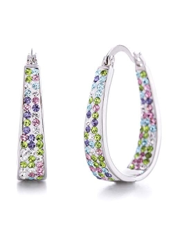 Devin Rose Women's Earrings - Elegant Crystal Sparkle Teardrop Hoop Earrings