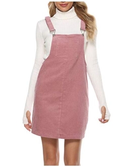 Tanming Women's Corduroy A Line Cute Jumper Pinafore Bib Overall Mini Dress Skirt