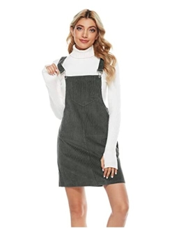 Tanming Women's Corduroy A Line Cute Jumper Pinafore Bib Overall Mini Dress Skirt