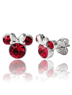 Womens Minnie Mouse Birthstone Stud Earrings - Minnie Mouse Earrings - Birthstone Jewelry - Disney Jewelry