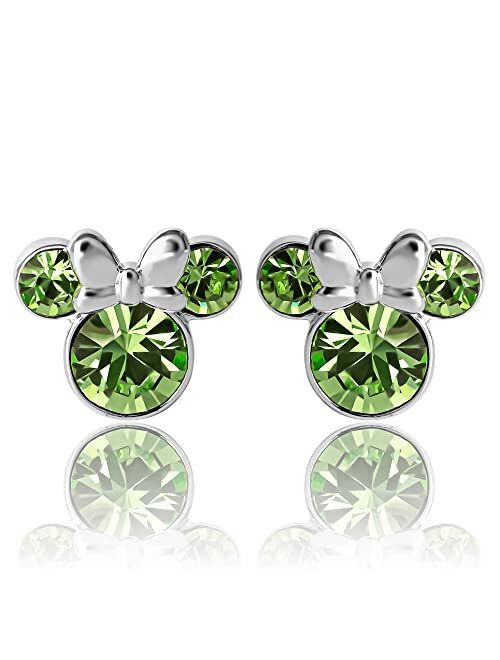 Disney Womens Minnie Mouse Birthstone Stud Earrings - Minnie Mouse Earrings - Birthstone Jewelry - Disney Jewelry