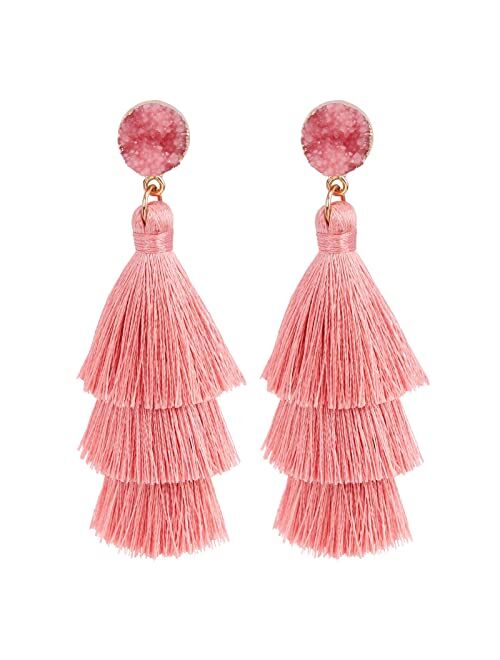 LEGITTA Tassel Earrings Layered Tiered Linear Drop Fashion Trending Earrings