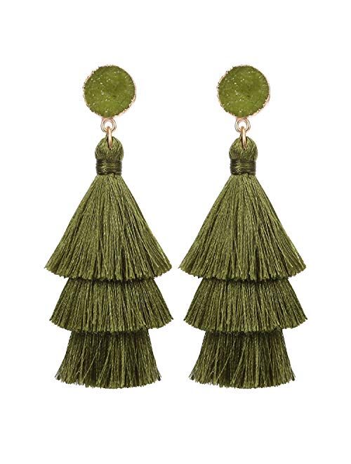 LEGITTA Tassel Earrings Layered Tiered Linear Drop Fashion Trending Earrings