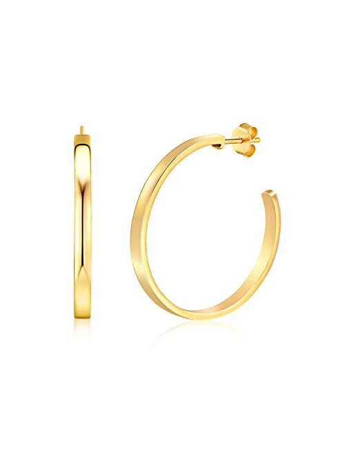 Kosiner Women's Enamel Hoop Earrings - Classic Style in 14K Gold Plating - Ideal Jewelry Preppy Jewelry Gift for Girls and Women