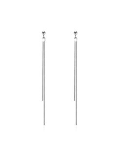 Reffeer 925 Sterling Silver Tassel Chain Earrings for Women Girls Long Dangle Drop Earrings Line Minimalist