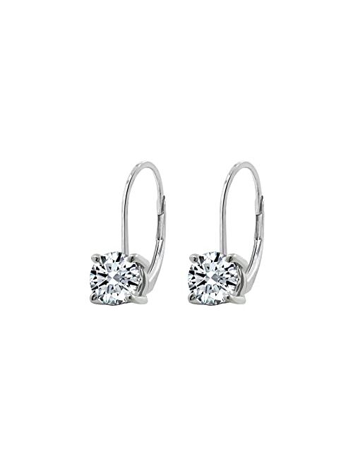 Amazon Collection Platinum-Plated Sterling Silver Infinite Elements Zirconia Leverback Earrings