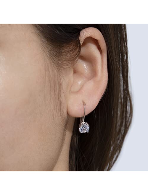 Amazon Collection Platinum-Plated Sterling Silver Infinite Elements Zirconia Leverback Earrings