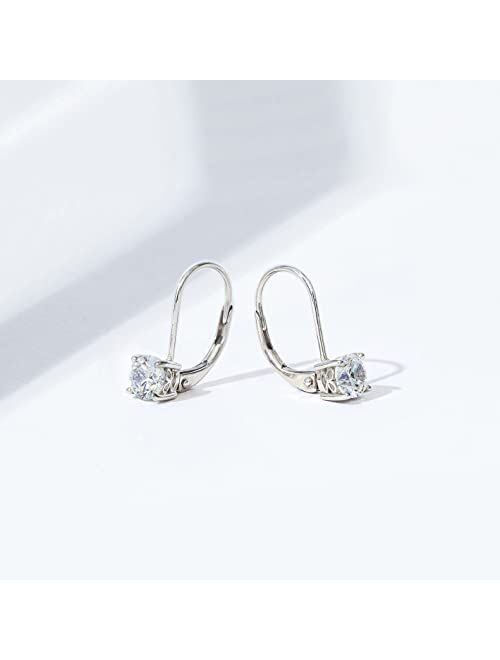 Amazon Collection Platinum-Plated Sterling Silver Infinite Elements Zirconia Leverback Earrings