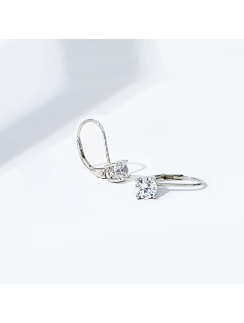 Amazon Collection Platinum-Plated Sterling Silver Infinite Elements Zirconia Leverback Earrings