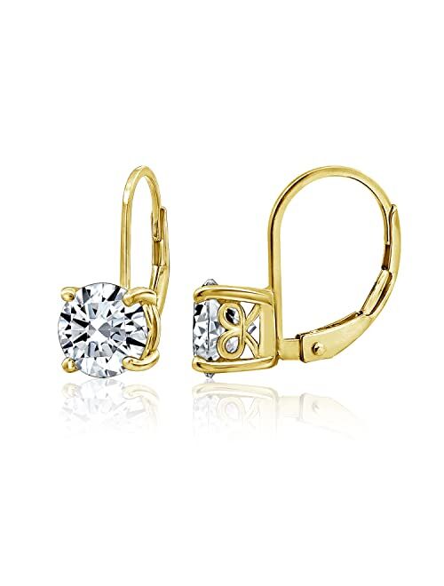 Amazon Collection Platinum-Plated Sterling Silver Infinite Elements Zirconia Leverback Earrings