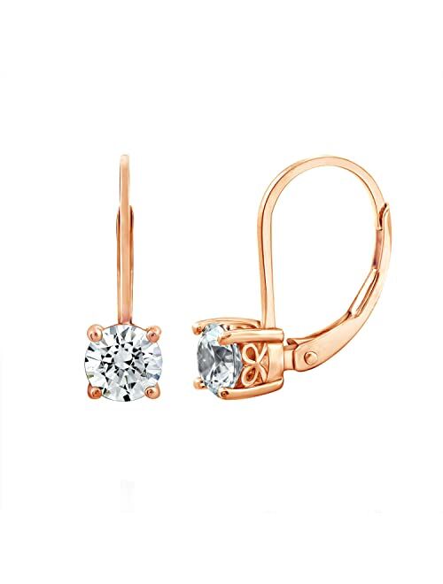 Amazon Collection Platinum-Plated Sterling Silver Infinite Elements Zirconia Leverback Earrings