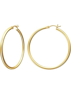 Gacimy Gold Hoop Earrings for Women 14K Real Gold Plated Hoops with 925 Sterling Silver Post