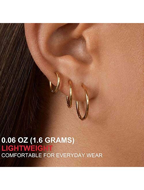 Gacimy Gold Hoop Earrings for Women 14K Real Gold Plated Hoops with 925 Sterling Silver Post