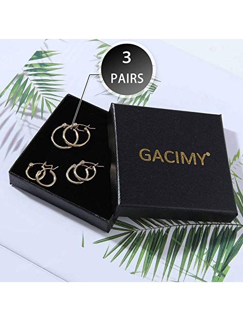 Gacimy Gold Hoop Earrings for Women 14K Real Gold Plated Hoops with 925 Sterling Silver Post