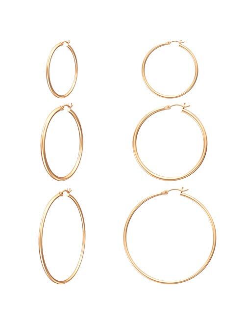 Gacimy Gold Hoop Earrings for Women 14K Real Gold Plated Hoops with 925 Sterling Silver Post