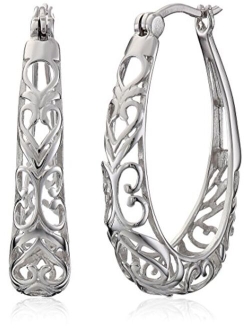 Amazon Collection Sterling Silver Filigree Hoop Earrings