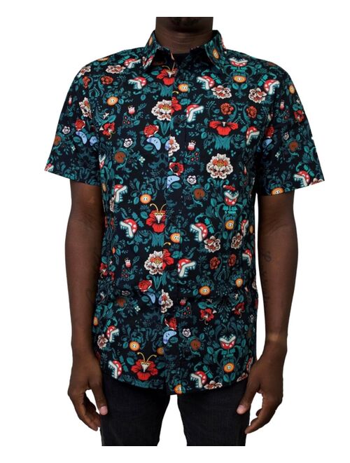 FIFTH SUN Men's Powered Flowers Short Sleeves Woven Shirt