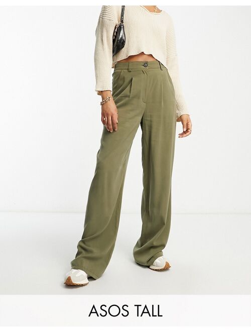 ASOS Tall ASOS DESIGN Tall dad pants in khaki