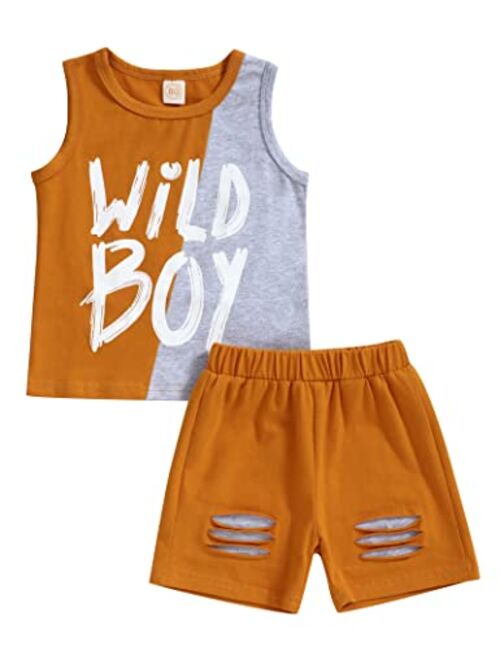 Helbaar Baby Boy Clothes Waves Shades and Babes Print Summer Black Sleeveless Tops and Wave Short Pants Outfits