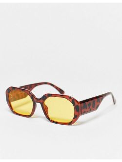 unisex yellow lens sunglasses in brown tort