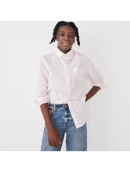 J.Crew Boys button-up linen-blend shirt