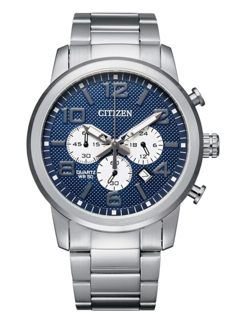 CITIZEN Men's Quartz Chronograph Stainless Steel Bracelet Watch 42mm