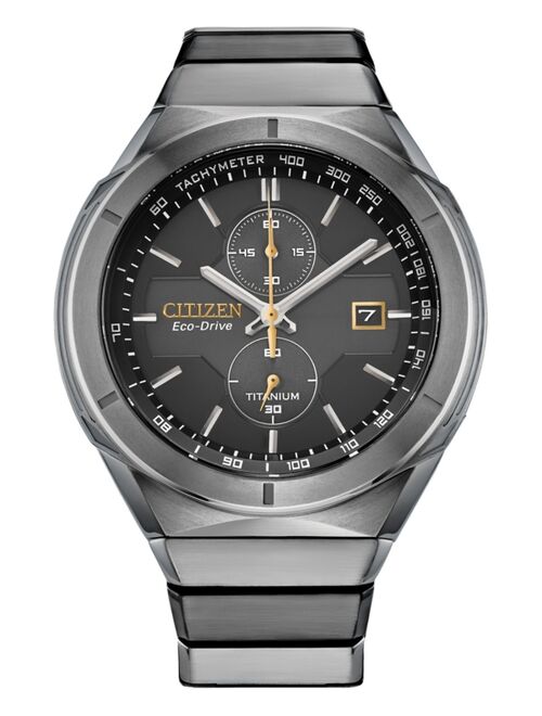 CITIZEN Men's Chronograph Armor Eco-Drive Silver-Tone Titanium Bracelet Watch 44mm