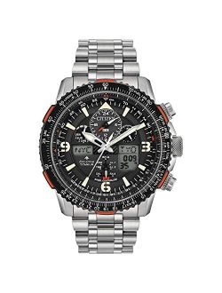 Men's Promaster Skyhawk A-T Eco-Drive Aviator Watch with Titanium Strap, Silver, 20 (Model: JY8108-53E)