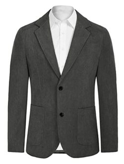 Men Casual Corduroy Blazer Jacket Slim Fit Two-Button Sport Coat