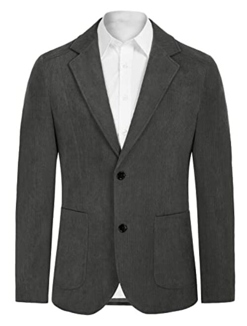 Grace Karin Men Casual Corduroy Blazer Jacket Slim Fit Two-Button Sport Coat