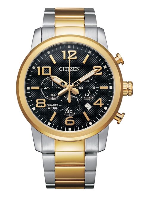 CITIZEN Men's Quartz Chronograph Two-Tone Stainless Steel Bracelet Watch 42mm