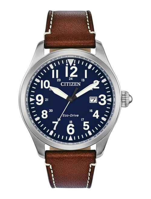 CITIZEN Eco-Drive Men's Chandler Brown Leather Strap Watch 42mm