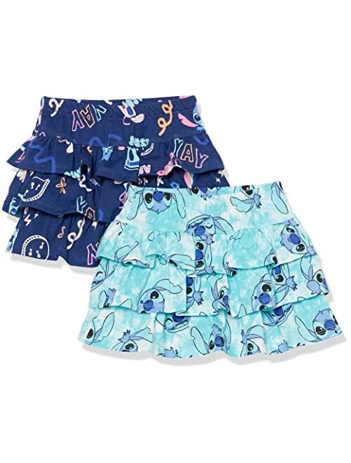 Amazon Essentials Spotted Zebra Disney | Marvel | Star Wars | Frozen | Princess Girls and Toddlers' Knit Ruffle Scooter Skirts, Pack of 2