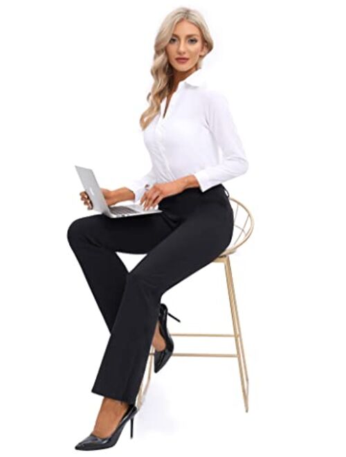 Ewedoos Dress Pants for Women Flare Yoga Dress Pants High Waisted Wide Leg Dress Pants Women Work Pants Business Casual