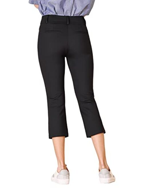 Bamans Women's Bootcut Pull-On Dress Pants Office Business Casual Yoga Work Pants with Key Pocket Straight Leg