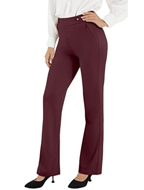 AFITNE Women's Yoga Dress Pants Bootcut Stretchy Work Pants Business Office Casual Slacks with Zipper Pockets