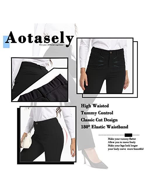 Aotasely Dress Pants for Women Bootcut Stylish No Deformed Tummy Control Designer Version High Waisted Slacks for Women