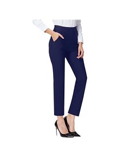 Ginasy Black Dress Pants for Women Business Casual High Waisted Stretch Ankle Work Pants Straight Leg Office Trousers