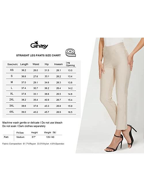 Ginasy Black Dress Pants for Women Business Casual High Waisted Stretch Ankle Work Pants Straight Leg Office Trousers